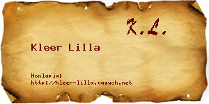 Kleer Lilla névjegykártya